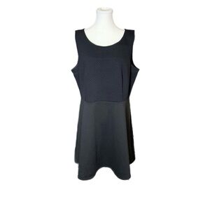 Reitmans Black Textured Quilted Sleeveless A-Line Dress XL LBD Professional